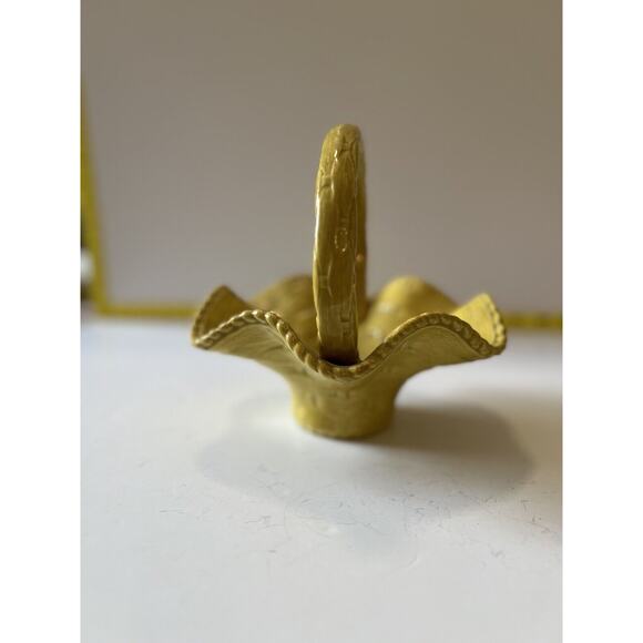 Vintage Ceramic Basket Yellow Weave With Handle Easter 1978 Nowells - Picture 4 of 16